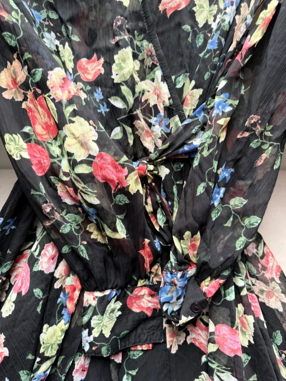 Spy Zone Black Sheer Floral Feminine Summer Maxi Dress Wedding Graduation Size S - Picture 4 of 12